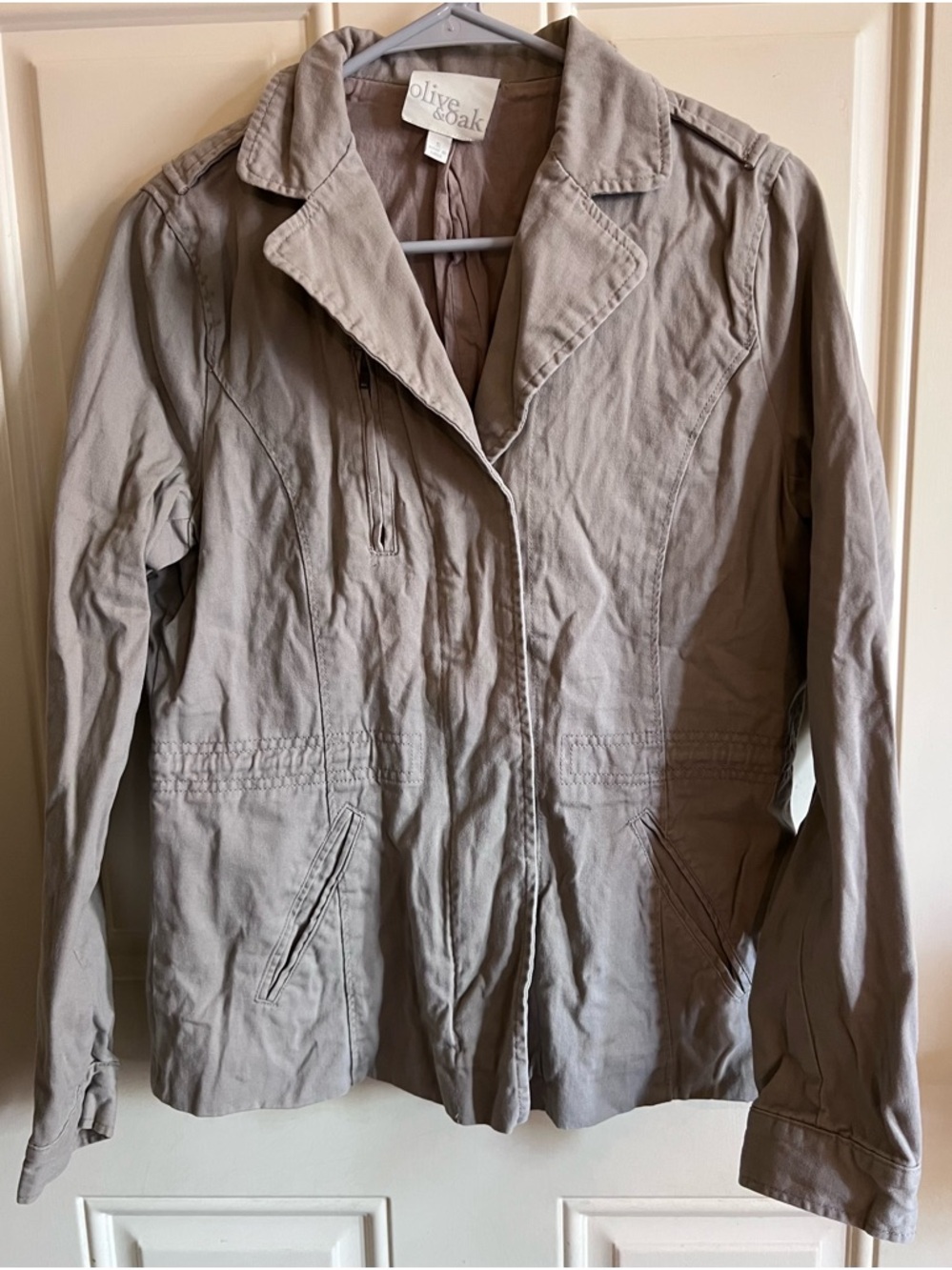 Olive & Oak Women's Khaki Utility Jacket with Zip Details Size Small